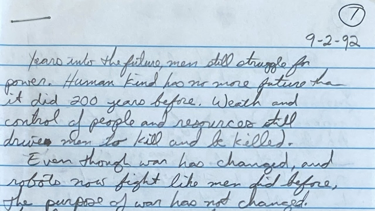 Handwritten text matching some of the text from Vanir, written eons ago by the author.